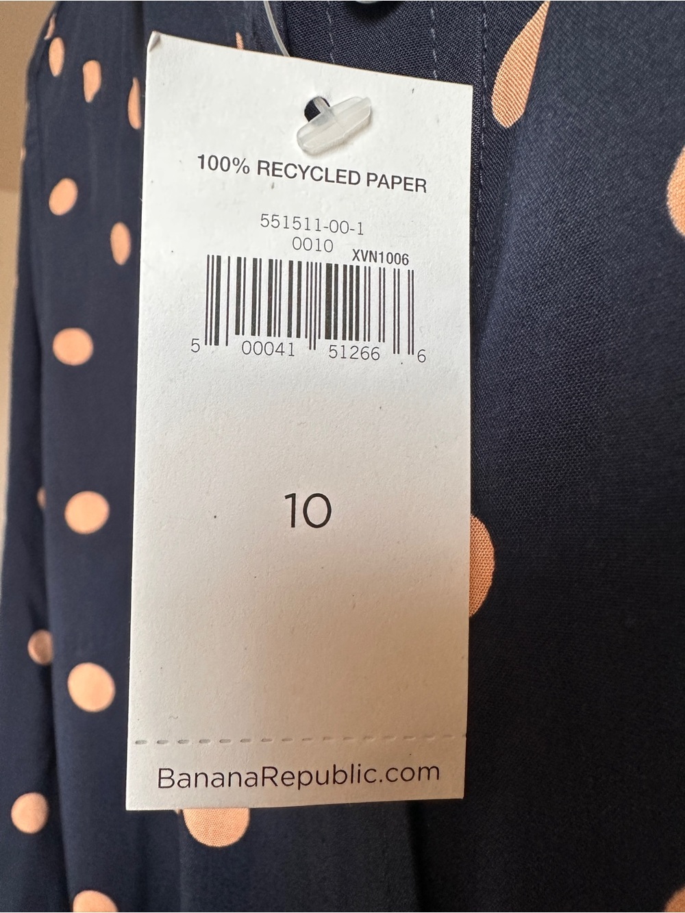 Banana Republic Navy Maxi Dress with Cream Polka Dots 10 NWT - Picture 3 of 10